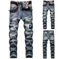 thumbnail image 2 of Ketyyh-chn99 Jeans Coupe Ajustée pour Hommes 2024 Pantalon Coupe Régulière Ample Shorts Pantalon Décontracté Coupe Ajustée Rétro Aguichant Style Rue Jeans et Pantalon Bleu,34, 2 of 5