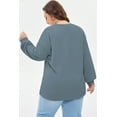thumbnail image 4 of DOKOTOO Plus Size Sweatshirts for Women Long Sleeve V Neck Oversized Drop Shoulder Solid Pullover Tops(1X-5X), 4 of 7