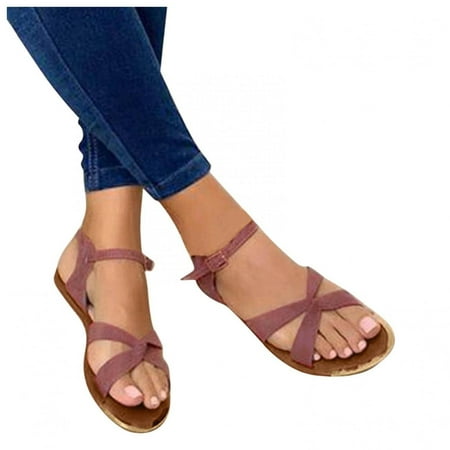 

Summer Saving Dvkptbk Women s Sandals Women Open Toe Slippers Shoes Comfy Sandals Casual Comfortable Beach Sandals Pink 5.5