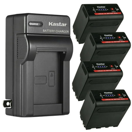 Kastar 4-Pack Battery and AC Wall Charger Replacement for Sony HXR-MC2500 HXR-NX100 HXR-NX3 HXR-NX5 HXR-NX5R MPK-DVF4 MVC-CD1000 MVC-CD400 MVC-CHF81 MVC-CKF81, Blackmagic Design Pocket Cinema 6K Pro