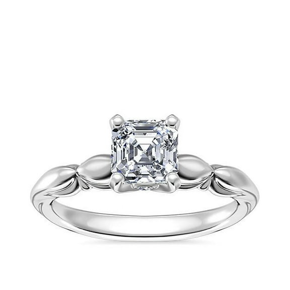 1.15 Carat Excellent Asscher Cut Natural Diamond Beautiful Solitaire Wedding Ring for her Solid 14K White Gold Size 7