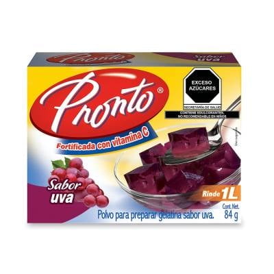 Polvo para preparar gelatina Pronto de agua sabor uva 84 g