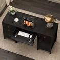 thumbnail image 4 of Joyyskill 59" Executive Desk with File Drawer, Farmhouse Computer Desk with Charging Station and Storage Cabinet Wood Home Office Desk for Writing Study, Black, 4 of 5