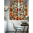 thumbnail image 5 of Burnt Orange Green Semi Sheer Curtains 63 Inch Length 2 Panels Set, Vintage Abstract Flowers Sheer Kitchen Curtain Privacy Voile Window Curtain for Living Room Bedroom Rod Pocket Drapes, 5 of 7