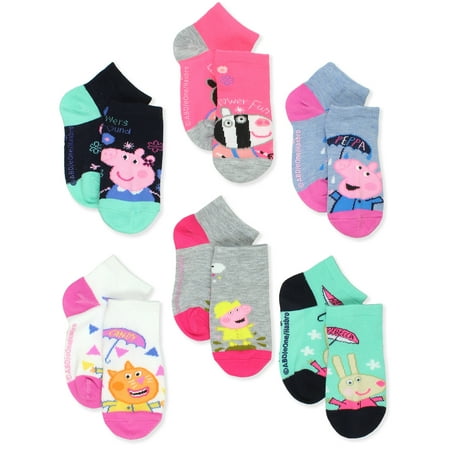 

Peppa Pig Toddler Kids 6 pack Quarter Style Socks with Grippers PP251