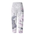 thumbnail image 4 of Taqqpue Womens Linen Pants Loose Floral Prirted Elastic High Waisted Wide Leg Pants Baggy Lounge Pant Comfy Soft Trousers Resort Wear Relaxed Fit Straight Leg Crop Trousers with Pockets, 4 of 5