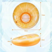Orange Slice Inflatable Pool Float for Adults, Round Mesh Bottom Water Lounger Float with Cup Holder & Handles for Pool, Lake, Beach Use