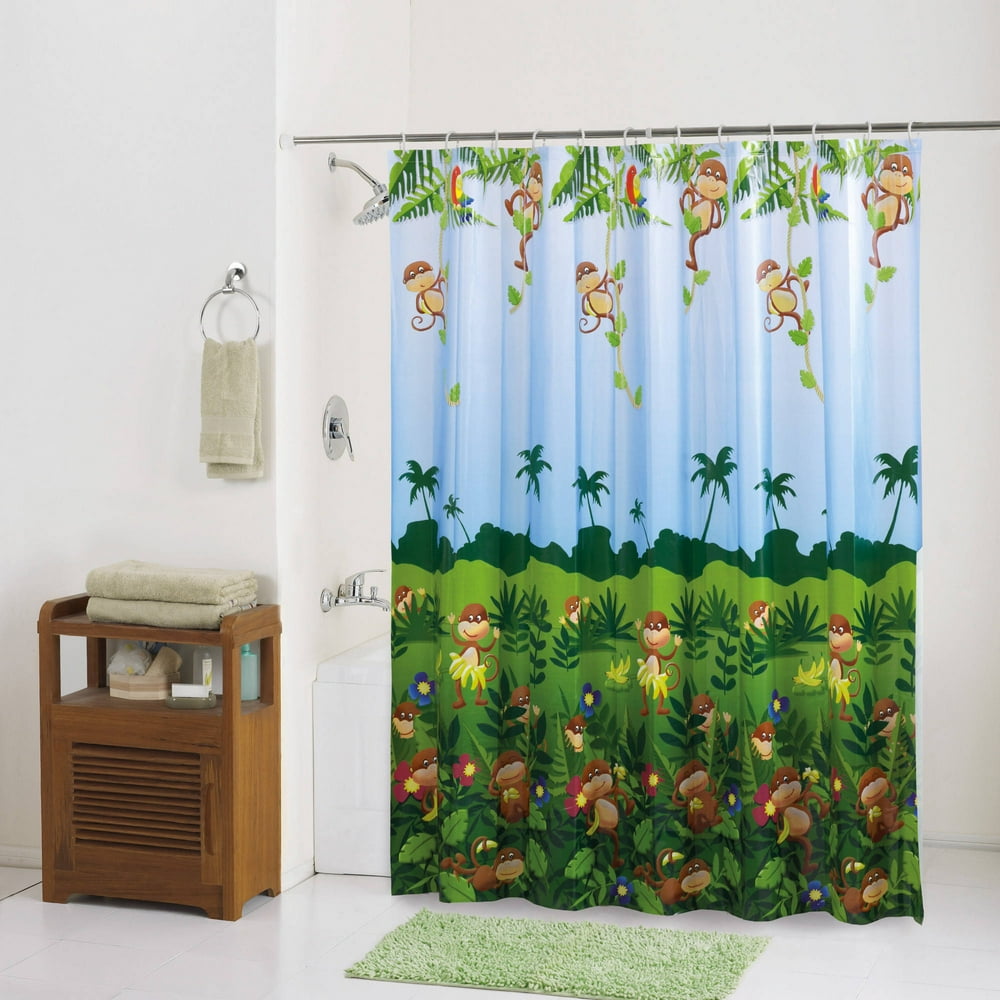Mainstays PEVA Monkey Shower Curtain, 1 Each