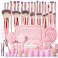 thumbnail image 1 of Juego de brochas de maquillaje HGHDBT, 65 piezas, color rosa con funda Professional, 1 of 9
