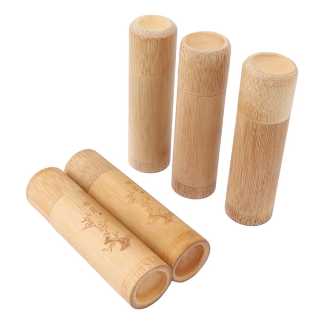 5Pcs 12cm Length Bamboo Tea Jar, Round Shape Tea Storage Container Jar, Portable Lightweight Organic Bamboo Container For Tea Coffee Beans Nuts Spices