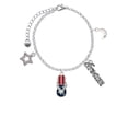 thumbnail image 2 of Delight Jewelry Silvertone USA Patriotic Flip Flop with White Star Silvertone Dream Big Charm Bracelet, 7.5+2" Extender, 2 of 4