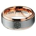 thumbnail image 2 of Tungsten Quote I Love You 3000 Engraved Band Ring 8mm Men Women Comfort Fit 18k Rose Gold Step Bevel Edge Brushed Polished, 2 of 4