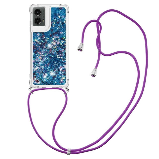 Funda FOXDOCK para Motorola Moto G 5G 2024 con Cuerda Ajustable, Brillo Líquido, Protección Antigolpes y Lente – Ideal para Regalo