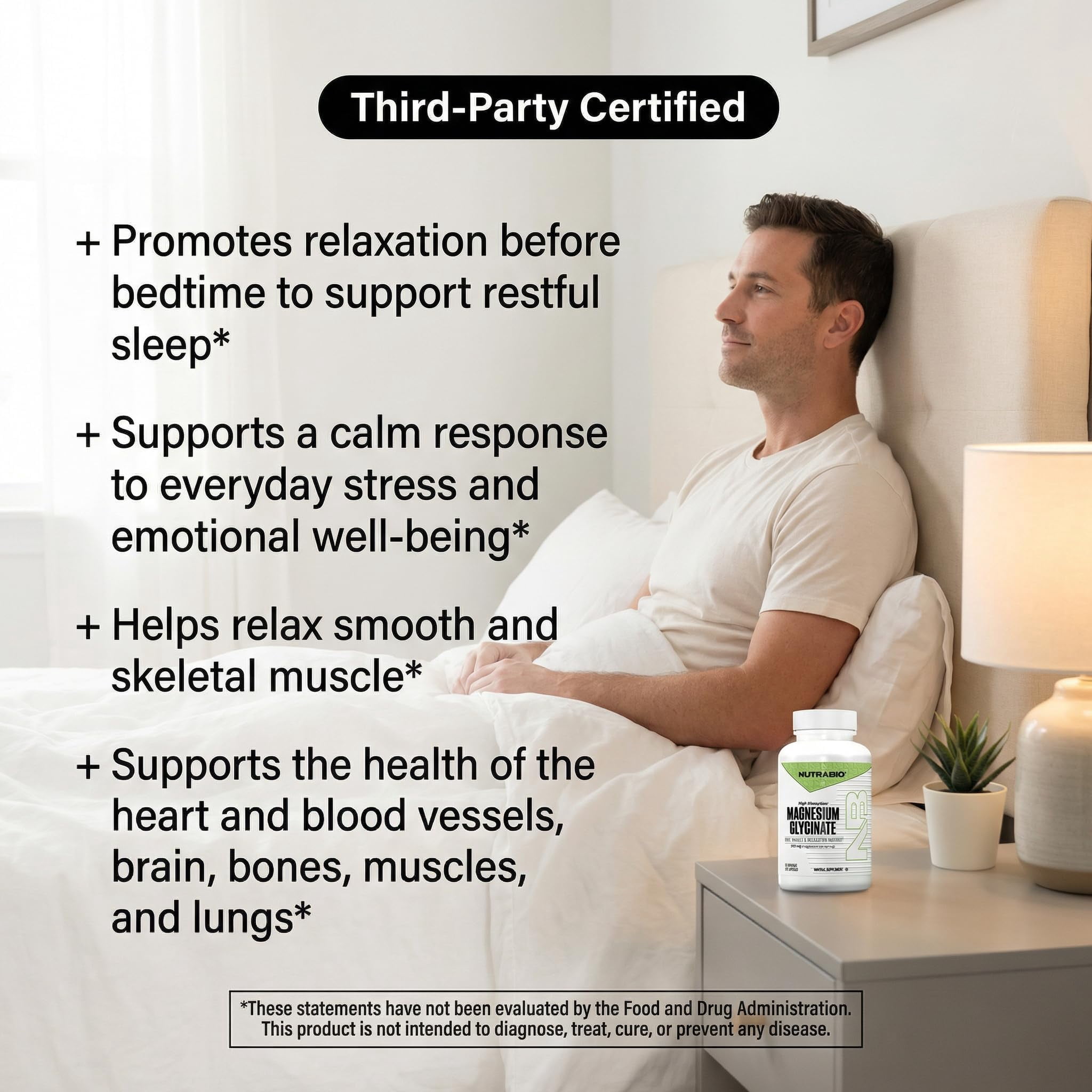 NutraBio- Magnesium Glycinate- Pure Magnesium Glycinate- Magnesium Sleep Supplement, Supports Relaxation, Heart Health, Nerves, Muscles, and Metabolism- 350 mg- 120 Capsules