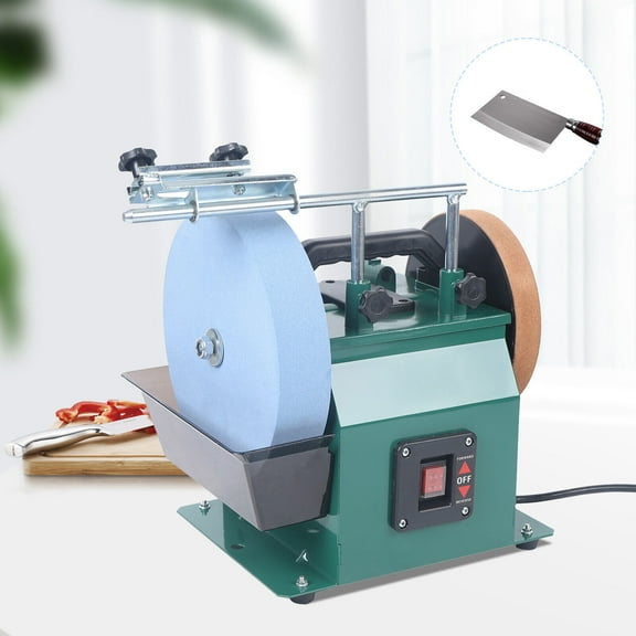 Electric Water-Cooled Grinder, 10" 110V Electric Blade Sharpening, Knife Sharpening System, w/Leather-Stropping Wheel, Aluminum Alloy