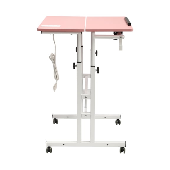 Wildnix Adjustable Stand Up Computer Workstation with Dual Desktops, Carbon Steel Frame, 27.5-45.3in Height Range, and Smooth Rolling Wheels