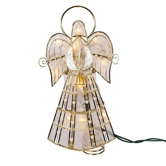 Kurt S. Adler  9.75 in. 10-Light LED Capiz Wire Angel Tree Topper