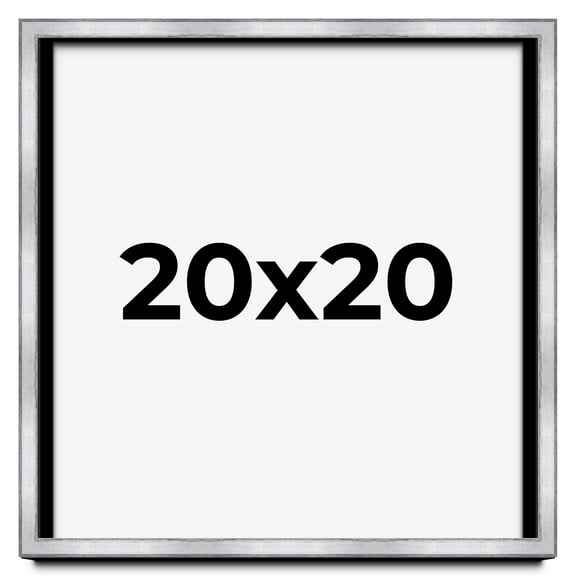 20x20 Shadow Box Frame Silver | 1.375 Inches Deep Real Wood Contemporary Shadowbox Display Frame |