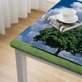 thumbnail image 4 of HAOXIT Tablecloth - Square Tablecloth Lightweight Single on Wide Grass Field Fluffy Clouds Sunny Summer Day Print Quick Drying Green Blue 60''x60'', 4 of 7