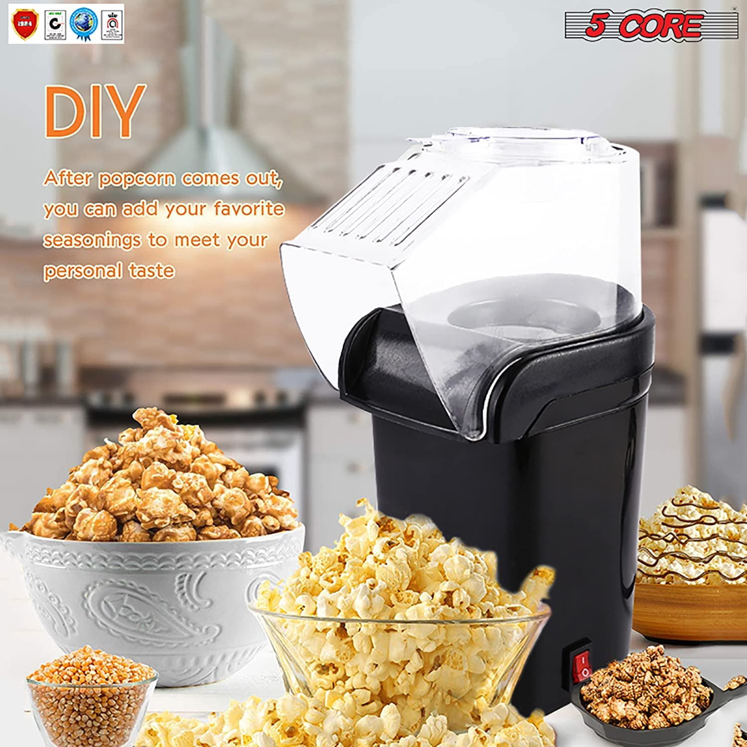 810047169420 Popcorn Machine Hot Air Electric Popper Kernel Corn Maker Bpa  Free No Oil 5 Core POP Sea Green