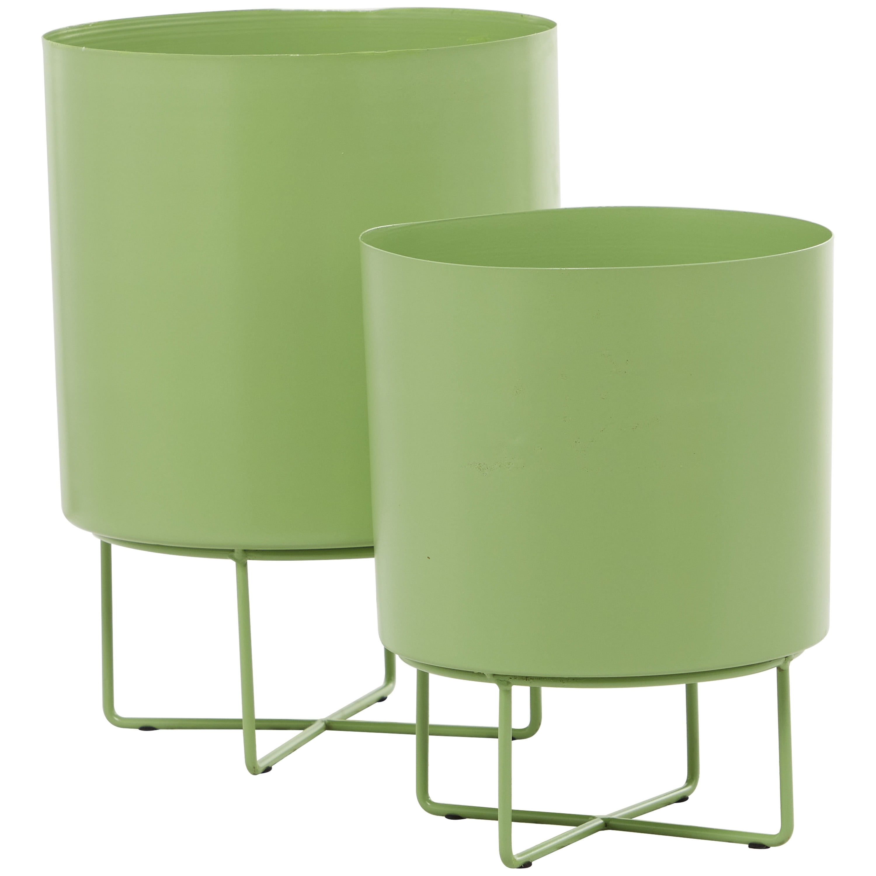 CosmoLiving by Cosmopolitan 16", 13"H Green Metal Planter (2 Count)
