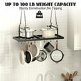 thumbnail image 5 of Hanging Pot Rack 31Inch Pot Hanger For Kitchen Ceiling Mounted Pot Rack With 12 Detachable S Hooks Sturdy Metal Cookware Organizer For Pot Pan Storage SpaceSaving Black, 5 of 7