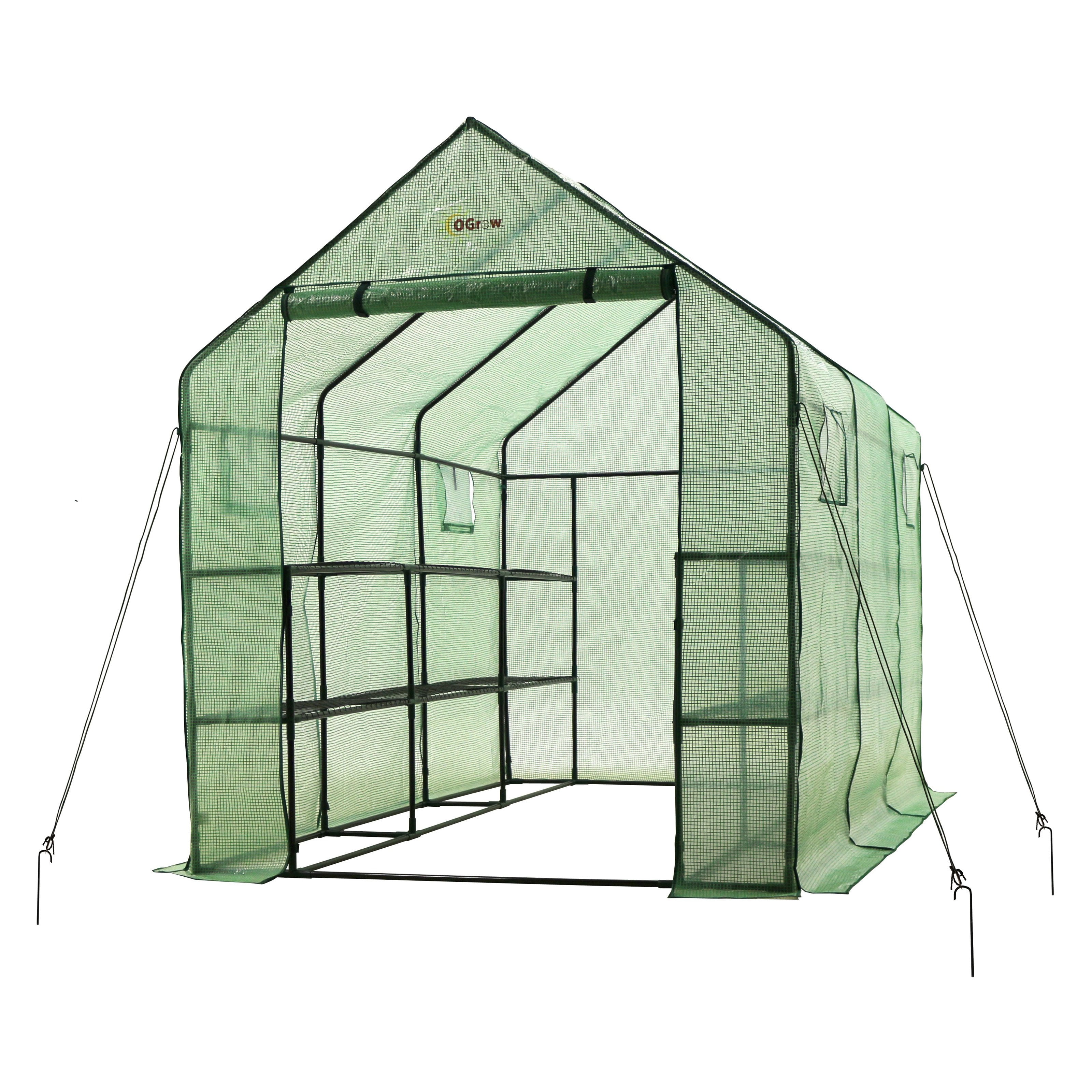 Ogrow Walk-in 2-tier Portable Garden Greenhouse with Windows by OGrow