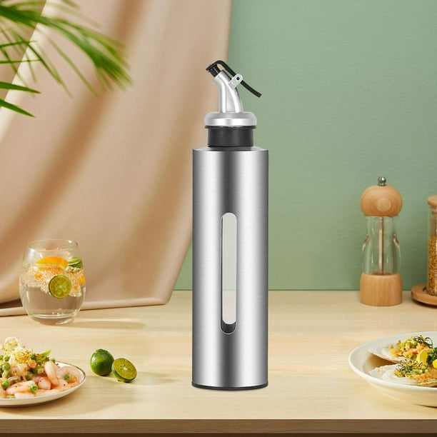 Botella dispensadora de aceite, botellas dispensadoras de aceite de oliva, accesorios de cocina portátiles, botella de aceite de acero inoxidable, METRO:290ML Macarena Botella de aceite