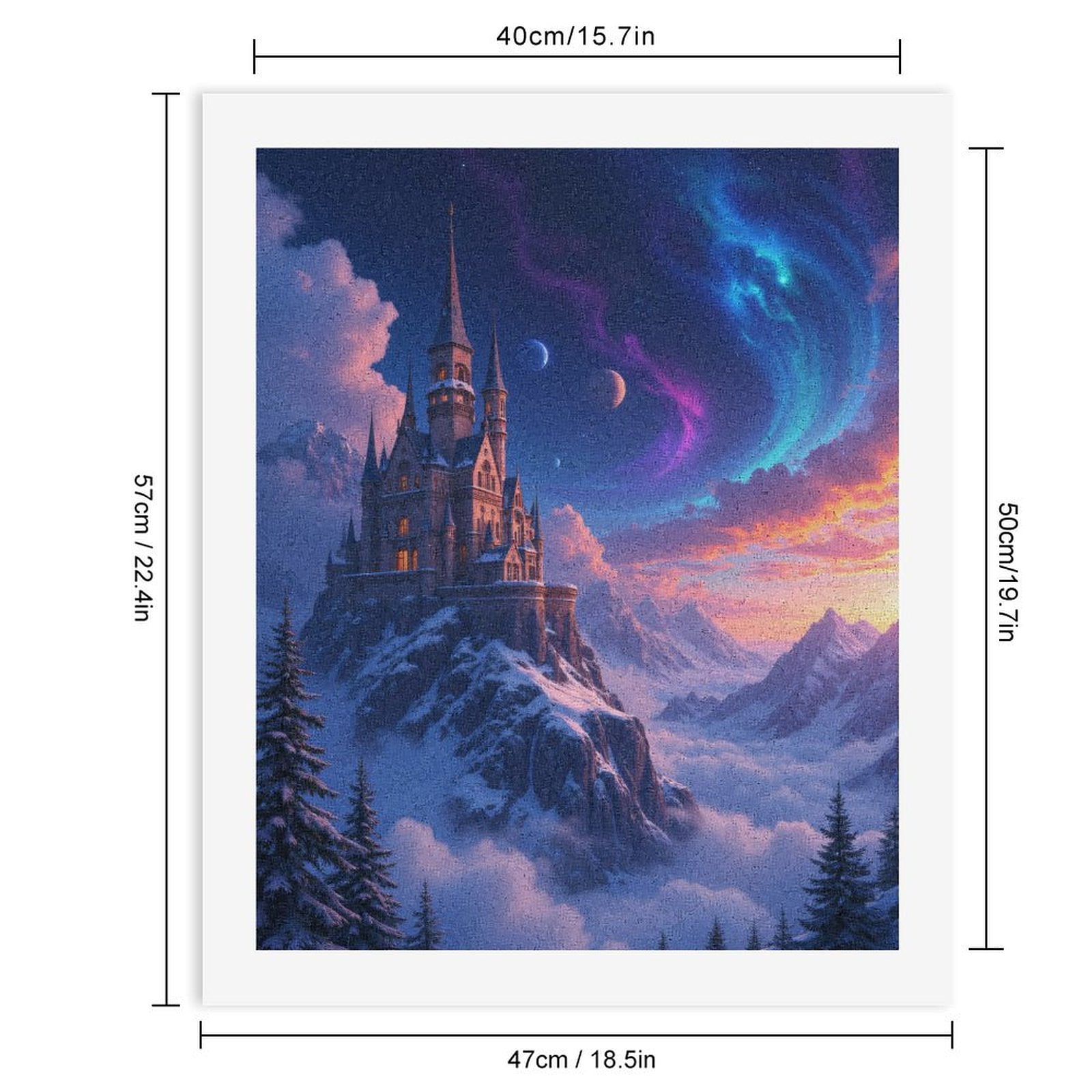 Paint by Numbers Kit for Adults, Majestic Castle Aurora Night Sky Paint by Numbers, Easy Paint by Numbers Kit for Adults Beginner, DIY Adult Paint by Number Kits on Canvas, Home Decor