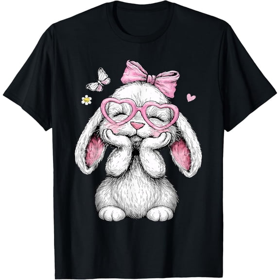 Easter Cute Bunny Face Pink Easter Womens T-Shirt