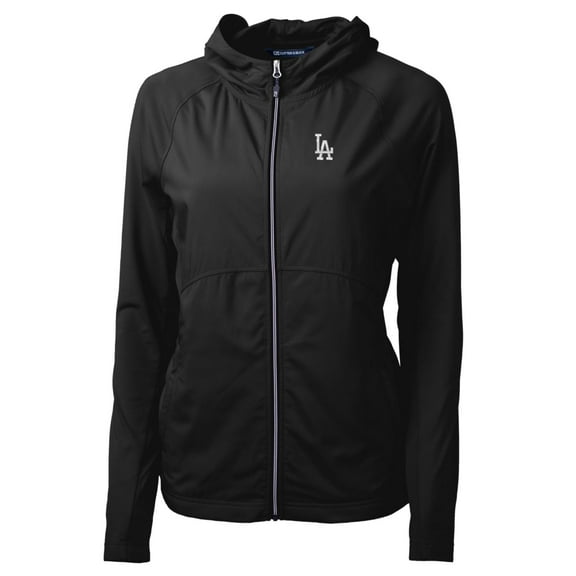 Women's Cutter & Buck Black Los Angeles Dodgers Adapt Eco Knit Full-Zip Jacket