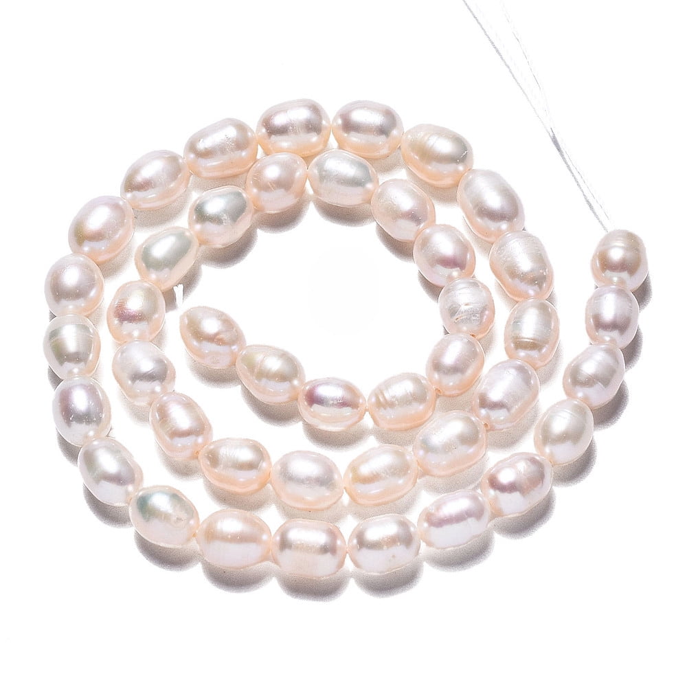 Natural Cultured Freshwater Pearl Beads Strands Rice Creamy White 8~9x6~7mm Hole: 0.7mm about 36~38pcs/strand 13.78 inch(35cm)