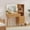 Natural, variant on 41.7" Fluted Rotating Makeup Vanity Table with Glass Top, 4 Drawers, LED Mirror with 3 Light Modes & USB Charging Station, Makeup Desk for Bedroom (Natural