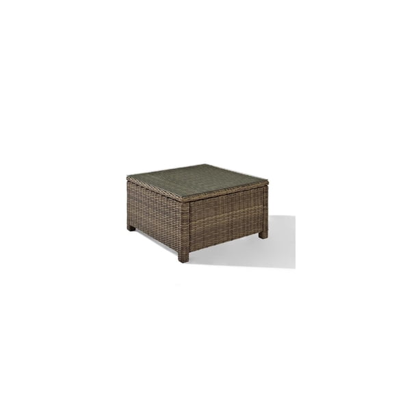 Outdoor Coffee Table Tempered Glass Top - Weathered Brown Patio Table - 40" Square