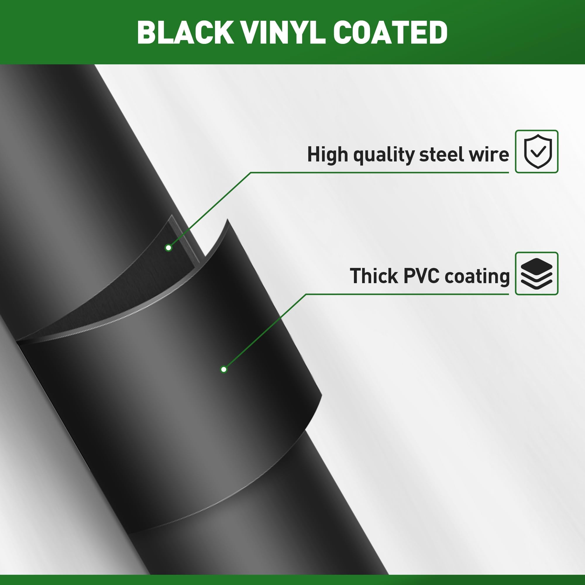 Black Hardware Cloth 1/2 Inch 36 in x 100 ft 19 Gauge, PVC Coating Wire Mesh Rolls Vinyl Coated Welded Chicken Wire Fencing for Poultry Netting Fencing Wire Fence, Black
