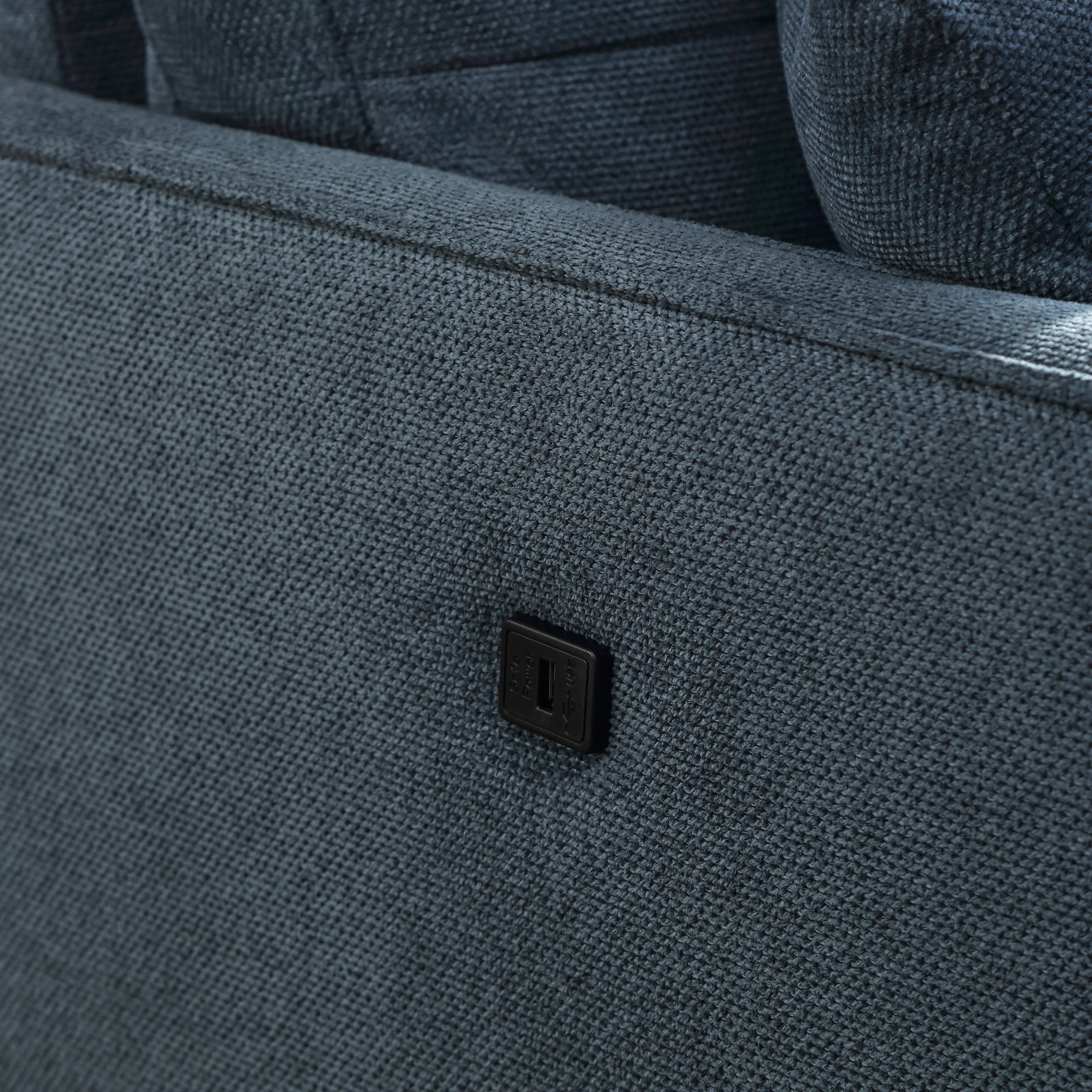 MAYEERTY 3-Seater Sofa – Waterproof Fabric, High-Density Foam, USB Charging, Dark Blue