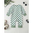 thumbnail image 4 of ZINTAOZT Newborn Baby Girl Boy One Piece Checkerboard Romper Long Sleeve Zipper Jumpsuit Spring Fall Clothes 0-12M, 4 of 8