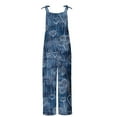 thumbnail image 4 of HAPIMO Women's Wide Leg Jumpsuit Overalls Relaxed Sleeveless Square Neck Trousers Fit Casual Daily Button Fashion Vintage Floral Multi-color M, 4 of 5
