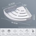thumbnail image 3 of Estante de baño sin taladro, especiero de esquina, estante de pared de metal con 4 ganchos, estante de almacenamiento para ducha, cesta de ducha, instalación adhesiva (plata mate, 2 niveles, clasifica, 3 of 5