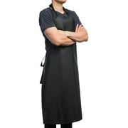 Aulett Home Waterproof Rubber Vinyl Apron Black - Heavy Duty Model - Stay Dry - Industrial Chemical Resistant Plastic