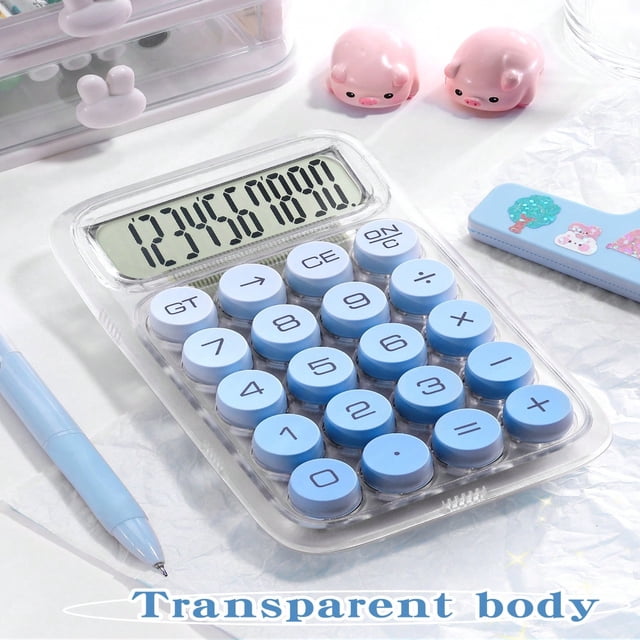 LNGOOR 1pc Gradient Dopamine Calculator With Circular Mechanical Keyboard 10-Digit Display For Financial Accounting Students And Office Usage Style Goddess Calculator With High-End And