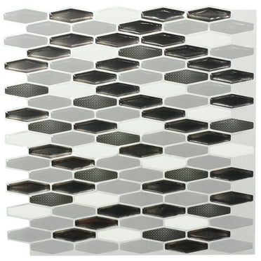 Art3d Gray Rhombus 12 In. X 12 In. Peel and Stick Wall Tile Backsplash (6-Pack)