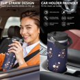 thumbnail image 5 of Floral 30oz Handheld Travel Tumbler with Handle – Double Wall Stainless Steel Insulated Cup, Flip Straw Lid, Leak-Proof & BPA-Free, Durable Hot & Cold Drink Mug,Thanksgiving, Xmas, Spring ,Flower, 5 of 6