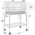 thumbnail image 6 of Alden Design 47" Metal Bird Cage with Slide-Out Tray and Rolling Stand, Light Gray, 6 of 7