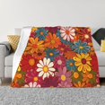 thumbnail image 4 of Horizontal Flannel Blanket Is Light Warm Soft Anti-Pilling Anti-Wrinkle Anti-Allergy And No Hair Loss For Bed And Sofa Camping Travel Colorful Floral Pattern Groovy Flowers (2), 4 of 8