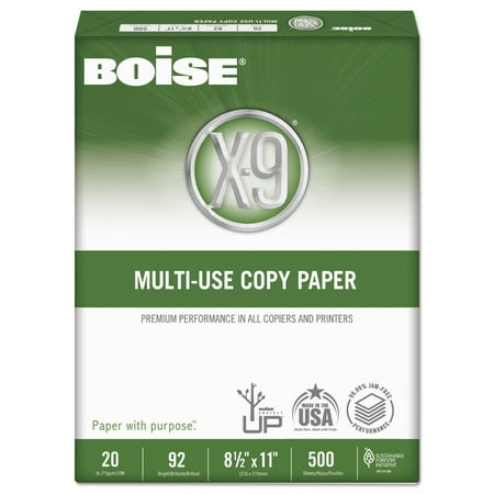 Boise X-9 Multi-Use Copy Paper, 92 Bright, 20lb, 8-1/2 x 11, White, 5000 Sheets/Carton