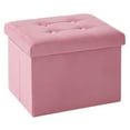 thumbnail image 3 of Lusimo Velvet Ottoman Foot Rest with Storage 12 x 16 x 12 Inches Small Footstool with 331 lb Capacity Folding Storage Bench for Living Room, Bedroom, Entryway, Pink, 3 of 10