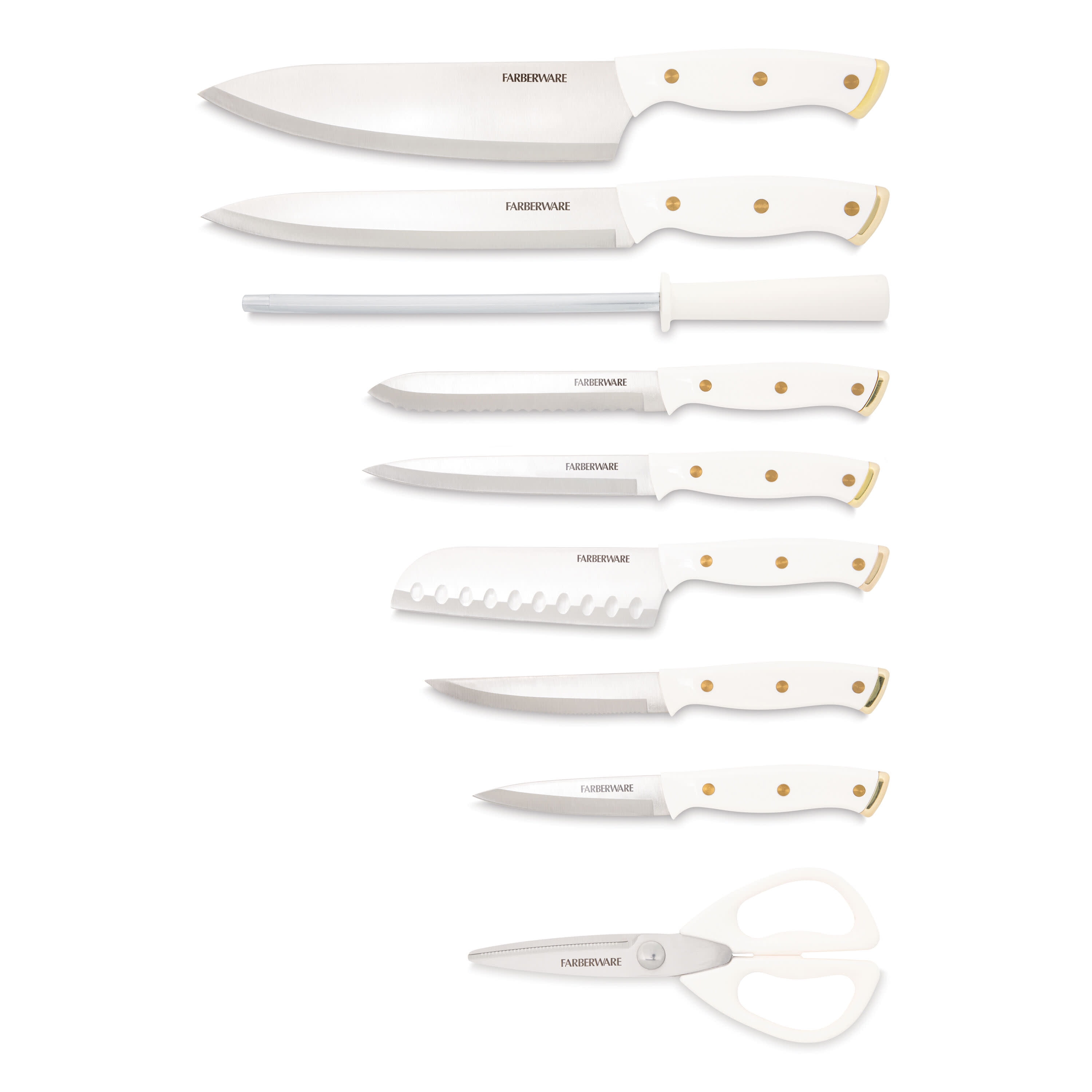 Farberware 15-Piece Forged Triple Riveted Knife Set with Block Gold