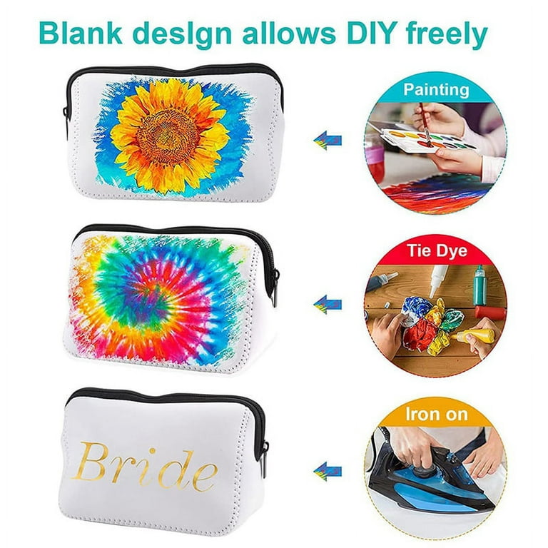 Sublimation Blanks Set, DIY Sublimation Blanks with Makeup Bag, Keychains,  Earrings, Cup Coasters for Crafting Gift 