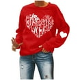 thumbnail image 4 of Women Valentines Day Shirts Round Neck Long Sleeve Casual Love Heart T Shirt Heart Elbow Patch Sweatshirt Loose Holiday T-shirt, 4 of 6